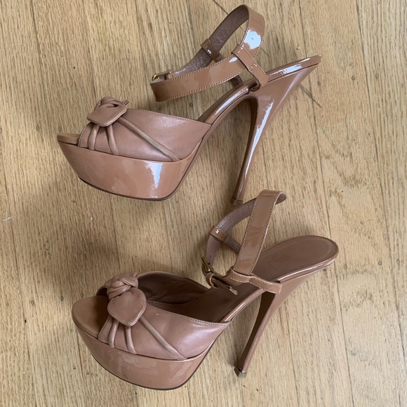 Yves Saint Laurent peep toe sling back women’s size 39 nude - Picture 1 of 9